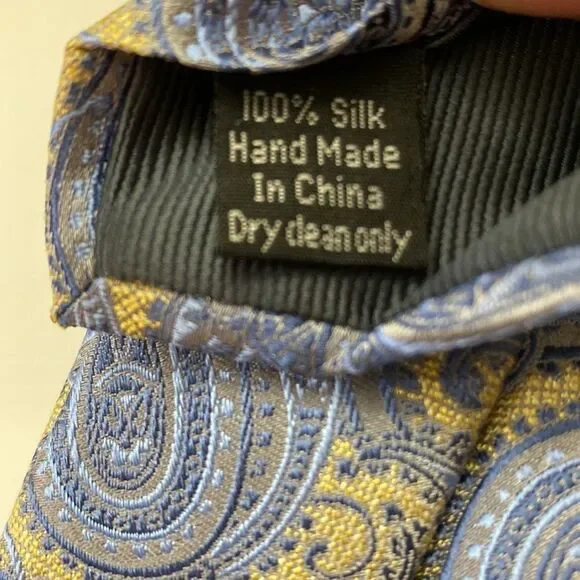 ProntoUomo platinum Mens wearhouse baby blue butter yellow paisley regular - Picture 7 of 7